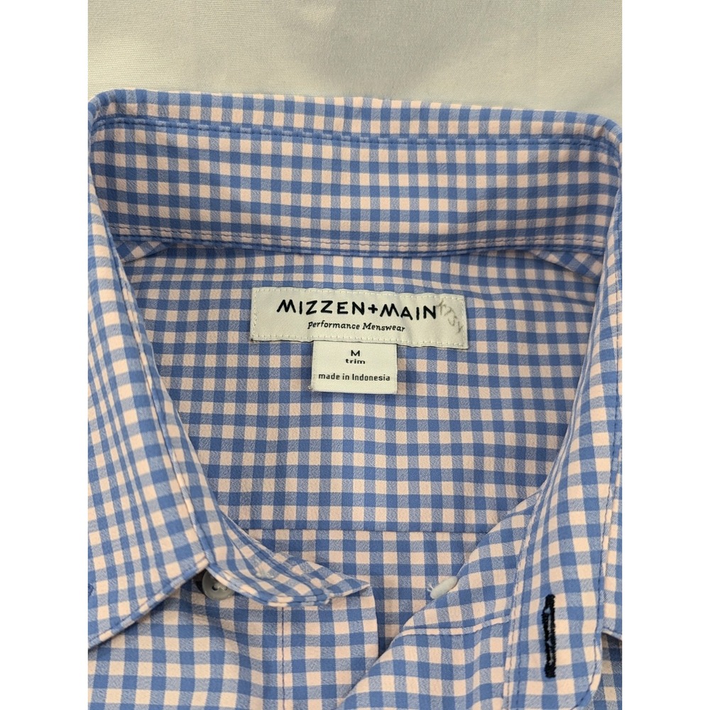 Mizzen+Main‎ Performance Button Up Shirt Mens Medium Trim Fit Plaid Long Sleeve - Picture 3 of 9